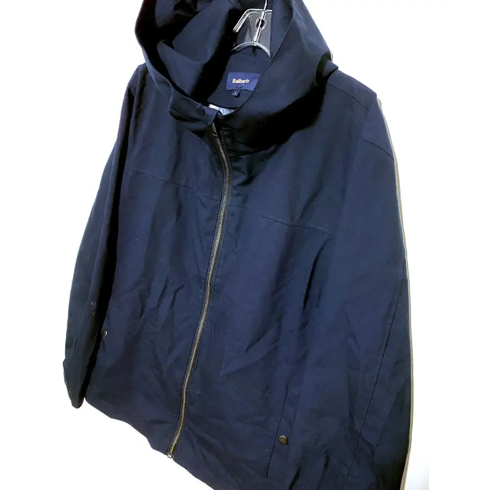 Balibaris Men L Hooded Jacket Blue Full Zip Minimalist Urban Utility Utilitarian